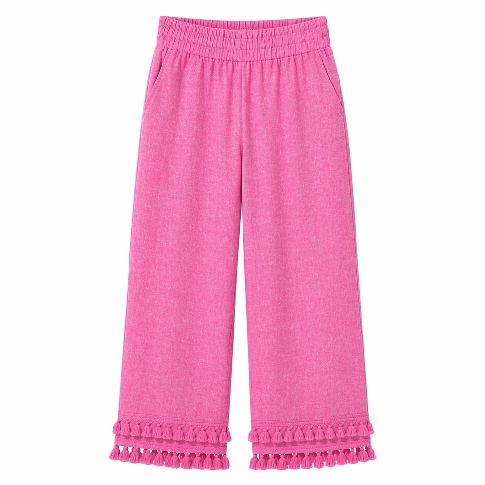 Crown & Ivy Linen New Pink Crop Tassel Resort Beach Cruise